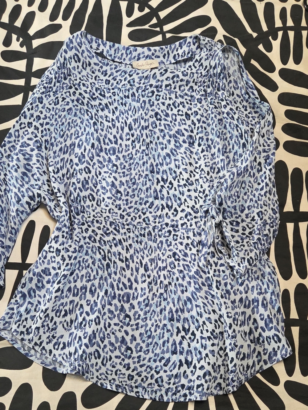 Blue Leopard Print Floaty Women’s Top, Large